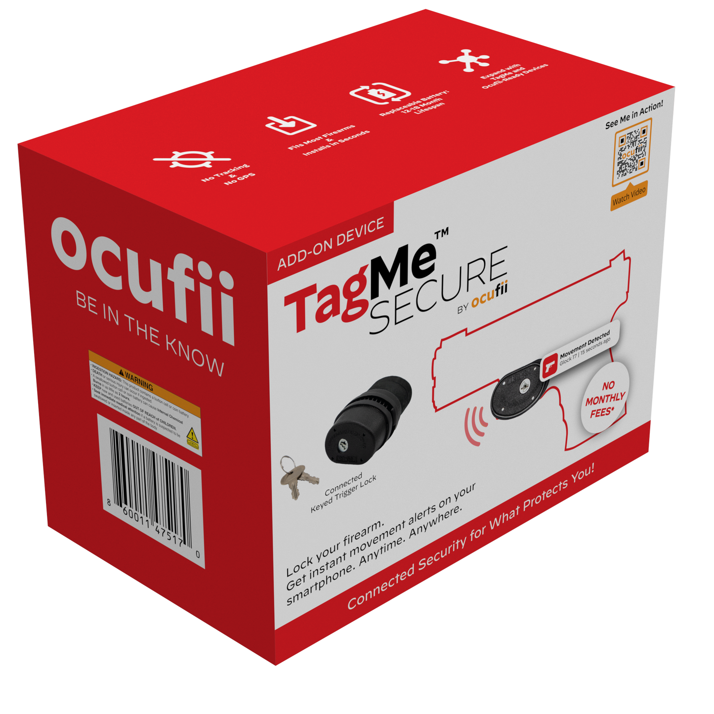 Oculfii TagMe Secure device packaging on a white background